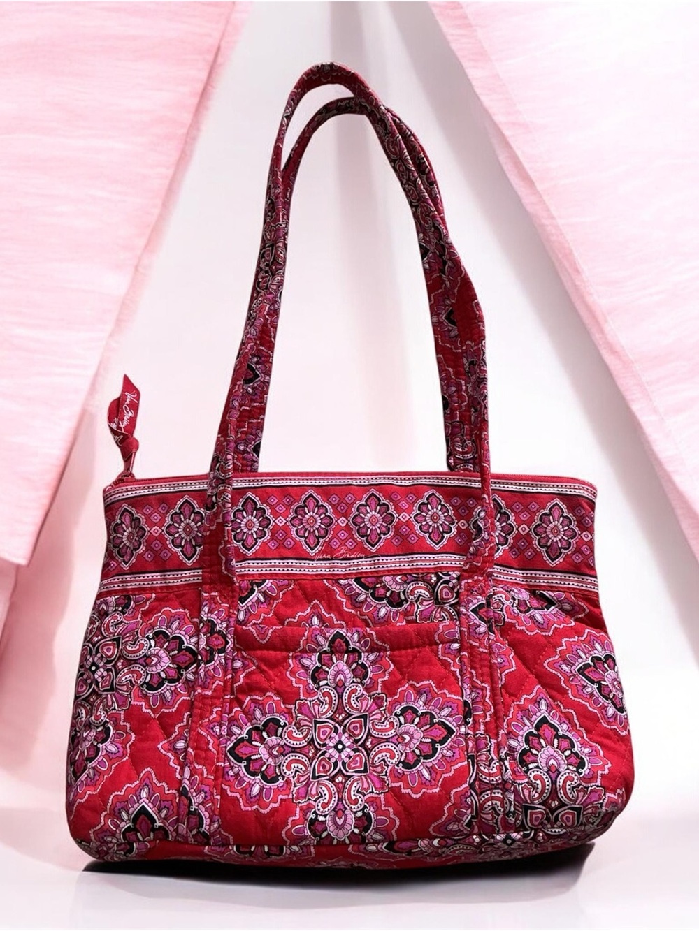 Vera Bradley Tote Shoulder Bag Frankly Scarlet Red Paisley Rare Quilted Purse